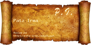 Patz Irma névjegykártya